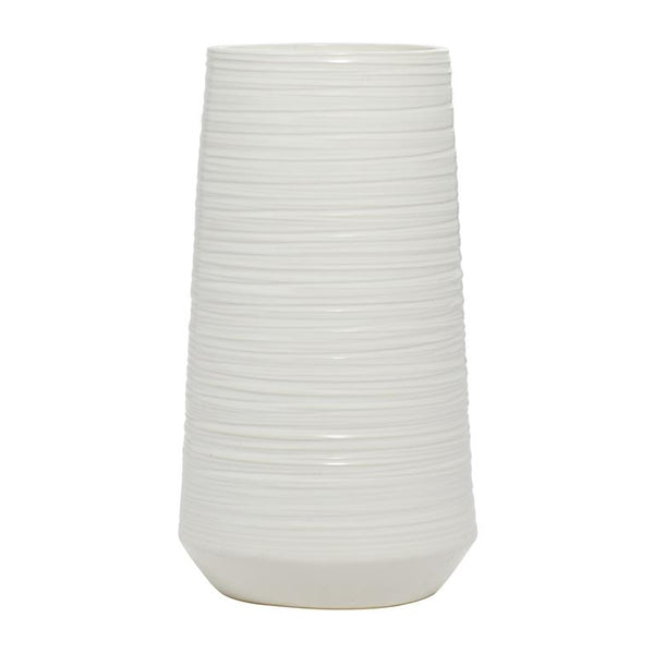 White Ribbed Vase