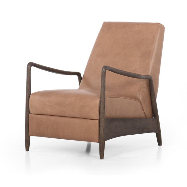 Braden Leather Parawood Brown Black Recliner Grove Collective