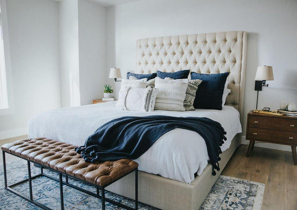 Camille Cream Upholstered Bed - Grove Collective