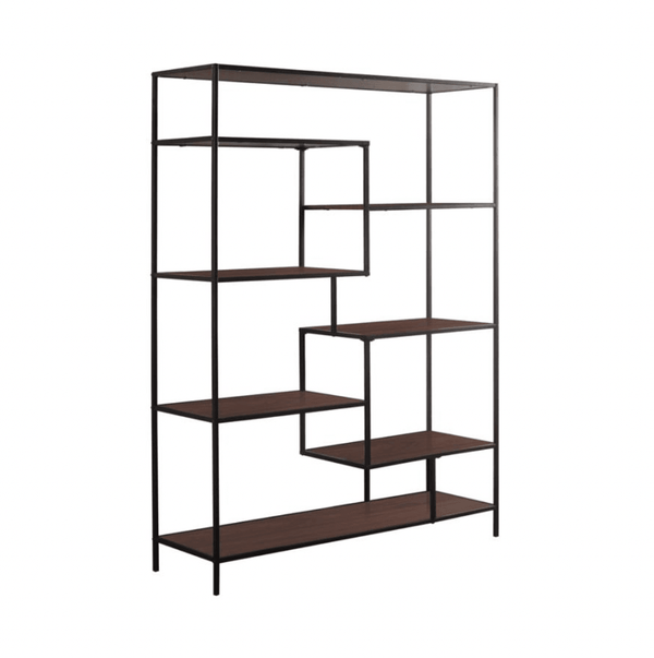 Industrial Walnut & Black Bookcase - Grove Collective