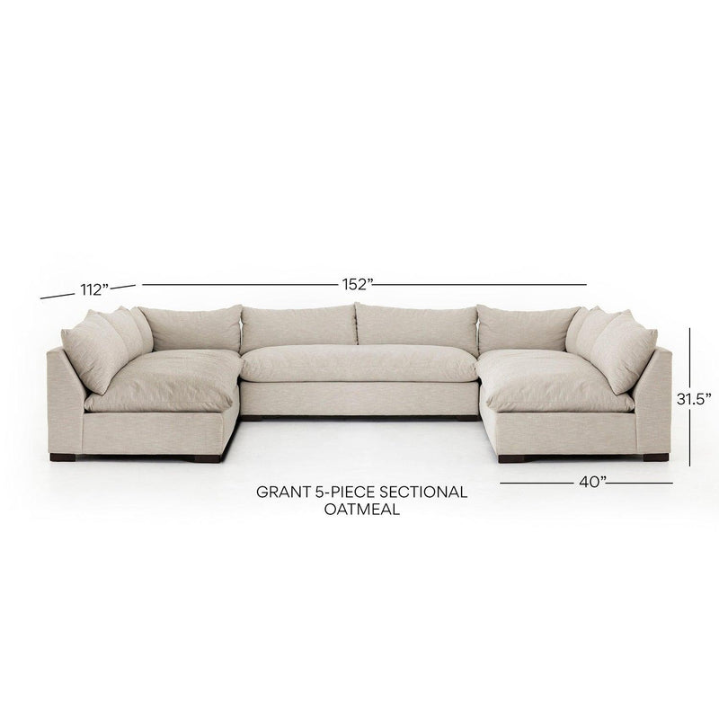 Grant 5-Piece Sectional - performance fabric - Grove Collective