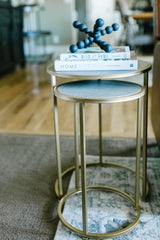 Anza Faux Shagreen Nesting End Table - Grove Collective