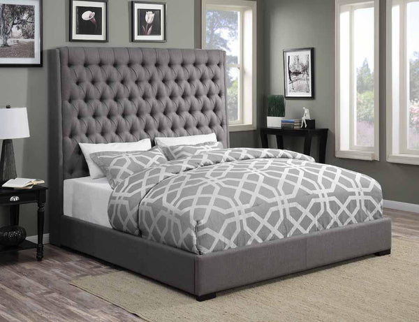 Camille Grey Upholstered Bed - Grove Collective