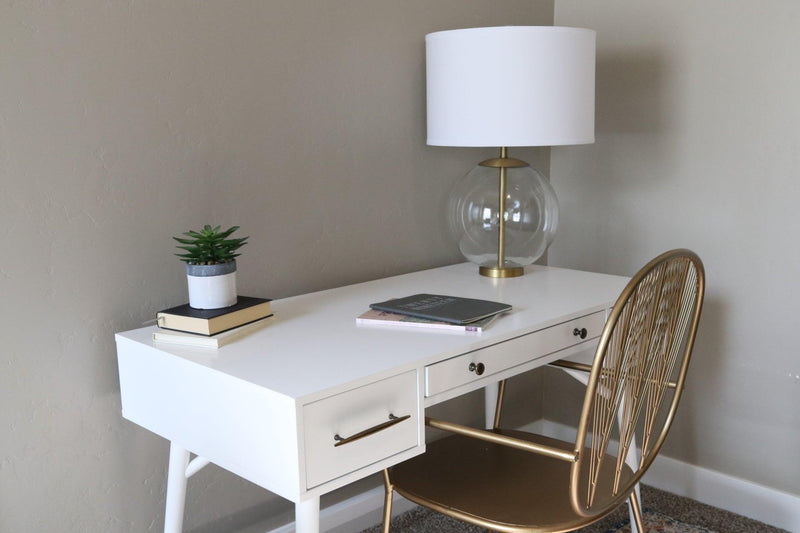 Transitional White Writing Desk - Grove Collective