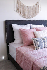 Boyd Upholstered Charcoal Bed - Grove Collective