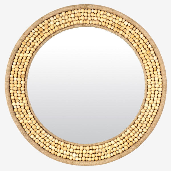 Shae Wood Bead Mirror - Grove Collective